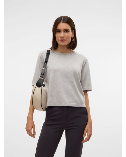 Vero Moda Gray Kurzarmpullover VMSILJE 2/4 O-NCK OVERSIZE PULL GA NOOS
