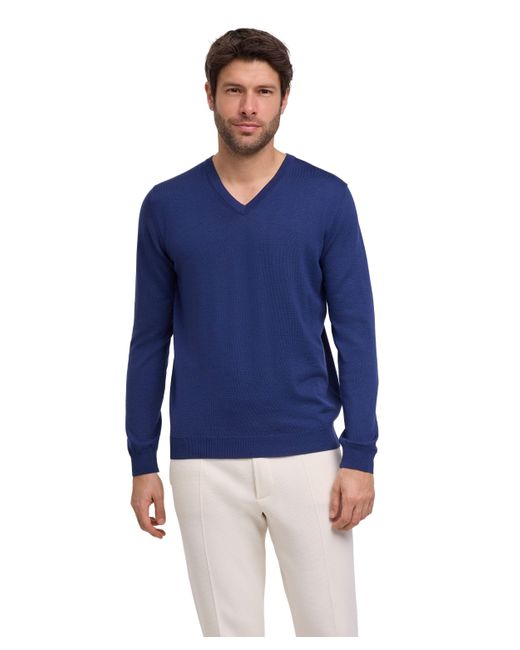 Falke Strickpullover (1-tlg) aus reiner, extrafeiner Merinowolle in Blue für Herren