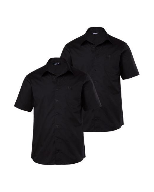 Men Plus Plus Kurzarmhemd Men+ Businesshemd Halbarm 2er-Pack Variokragen in Black für Herren