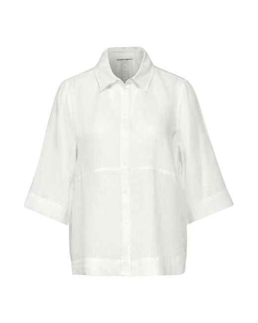 Street One Blusenshirt LS_Office_Solid shirtcollar bl, off white