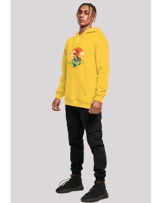 F4NT4STIC Kapuzenpullover Sonnenuntergang Berglandschaft Premium Qualität in Yellow für Herren