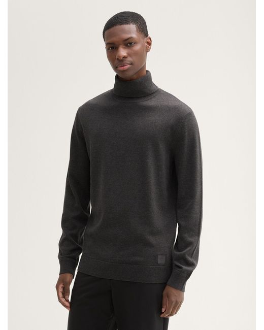 Tom Tailor Strickpullover Basic Rollkragenpullover in Black für Herren