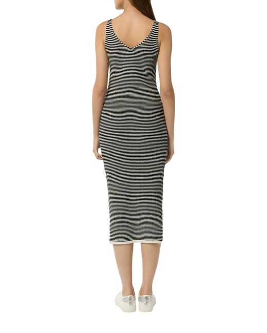 comma casual identity Black Maxikleid Strickkleid aus Baumwolle mit Streifen