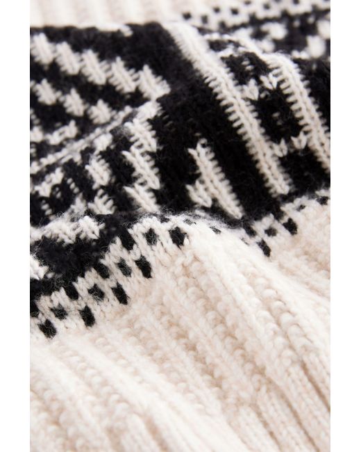 Next White Norwegerpullover Strickpullover mit Fairisle-Muster und Fransen (1-tlg)