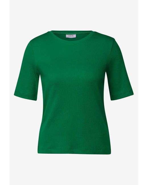 Cecil Green Basic Rippstruktur T-Shirt (1-tlg)