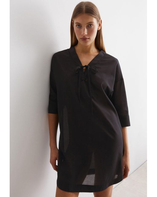 Marc O' Polo Black Strandkleid leichtes Tunika-Kleid, seitliche Schlitze