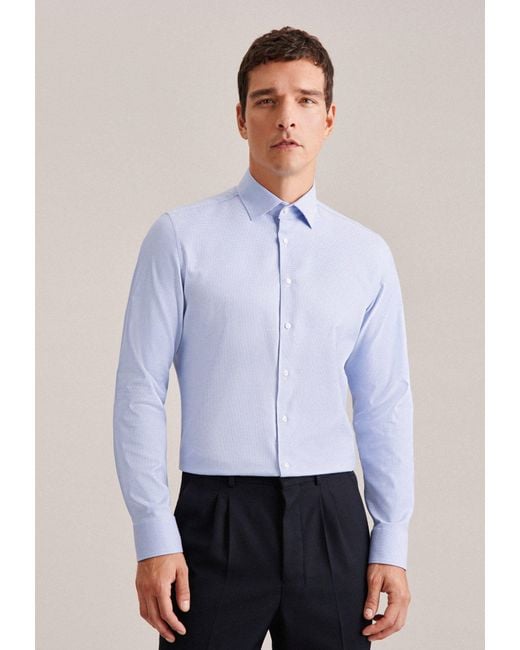in Blau | Lyst für Shaped Arm DE Herren Seidensticker Extra Kentkragen Uni langer Businesshemd