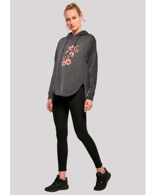 F4NT4STIC Gray Kapuzenpullover Rosa Blumenzweig 3D Premium Qualität