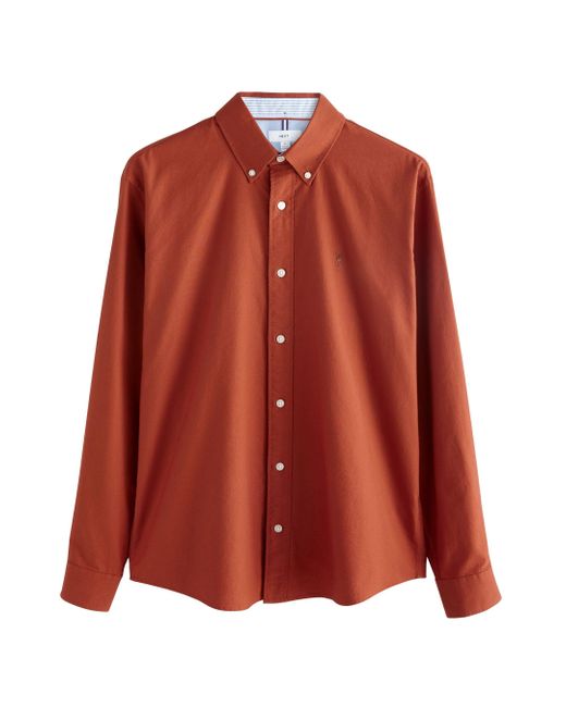 Next Langarmhemd Langärmeliges Oxfordhemd (1-tlg) in Orange für Herren