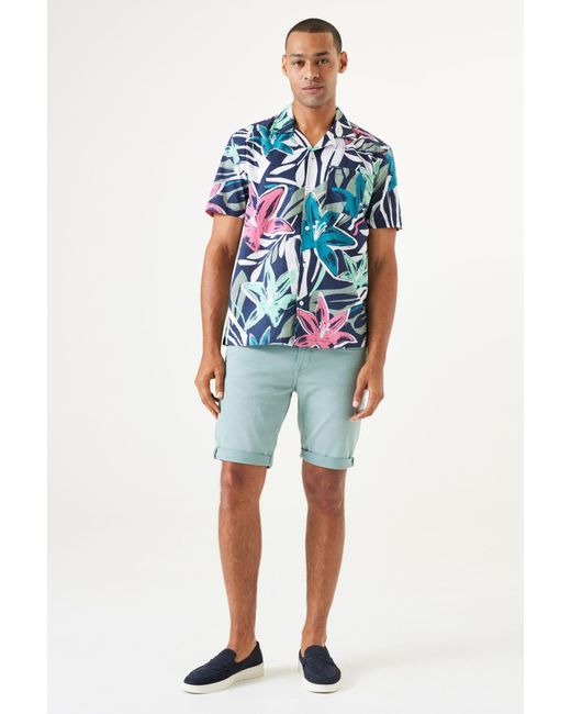 Garcia Kurzarmhemd Regular fit im Hawaii-Look in Blue für Herren