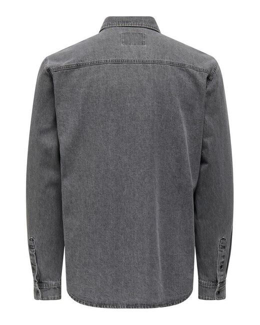 Only & Sons Langarmhemd in Gray für Herren