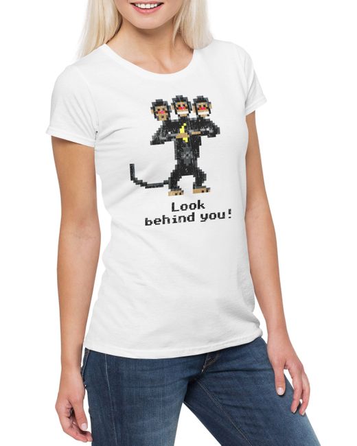Urban Backwoods White Print- Look Behind You T-Shirt The Game Secret Of Affe Nerd