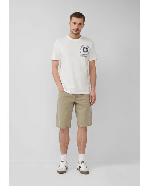 S.oliver Kurzarmshirt T-Shirt mit Crew Neck und Frontprint in White für Herren
