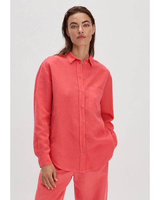 HESSNATUR Pink Klassische Bluse Relaxed weichem aus TM Lyocell mit Leinen (1-tlg)