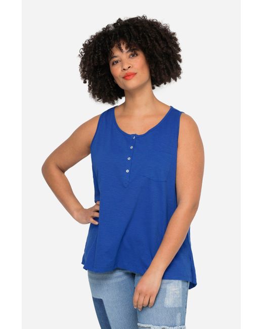 Angel of Style Blue Longtop Top A-Line Rundhals gerundeter Saum