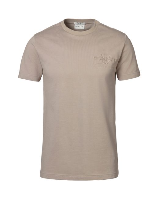 Gant T- Slim Fit Tonal Shield Pique Shirt mit in Ton Logo in Gray für Herren