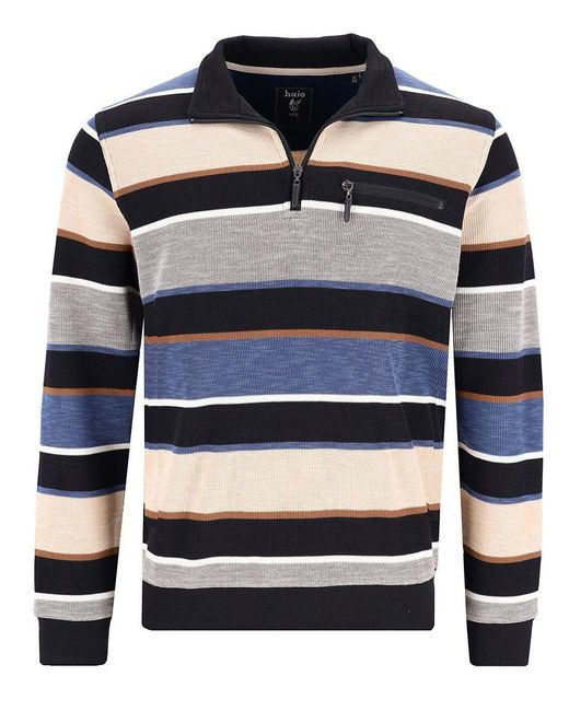 Hajo Troyer-Sweatshirt mit Streifen in Flammengarn in Red für Herren