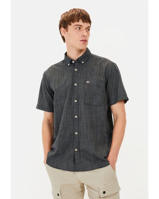 Camel Active Kurzarmhemd mit Strukturmuster Button-Down in Gray für Herren