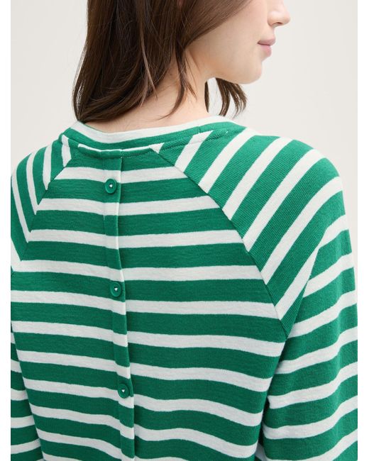 Tom Tailor Green Boxy Fit Langarmshirt mit Knopf-Details