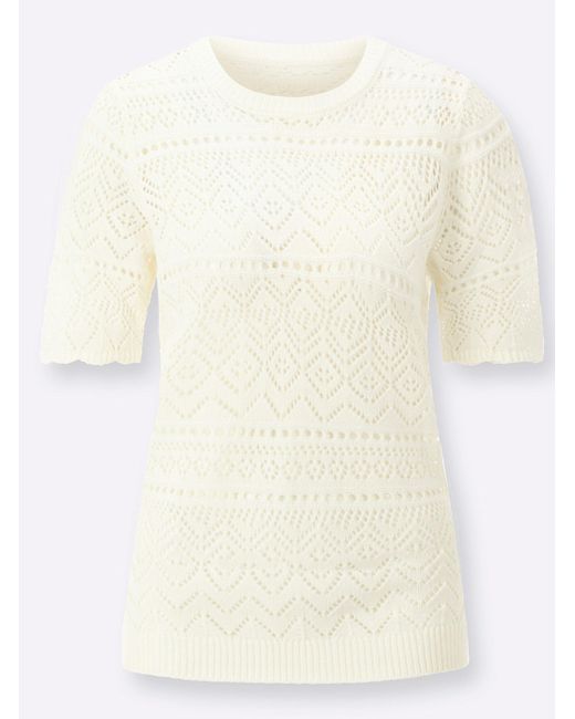 Sieh an! White Strickpullover Ajourpullover