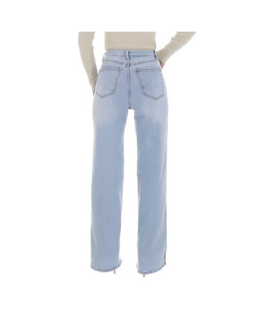 Ital-Design Blue Weite Freizeit (86537202) Used-Look Stretch High Waist Jeans in Hellblau