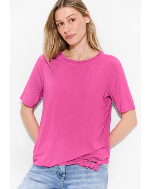 Cecil Pink T-Shirt in Unifarbe