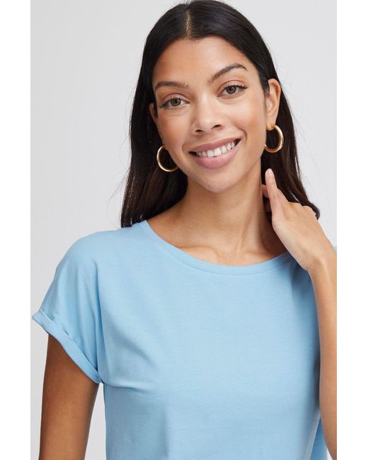 B.Young Blue T- Shirt Kurzarm Rundhals Sommer Top 7525 in Blau