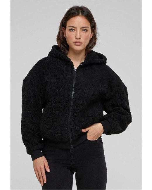 Urban Classics Black Kapuzenpullover Ladies Oversized Sherpa Zip Hoody