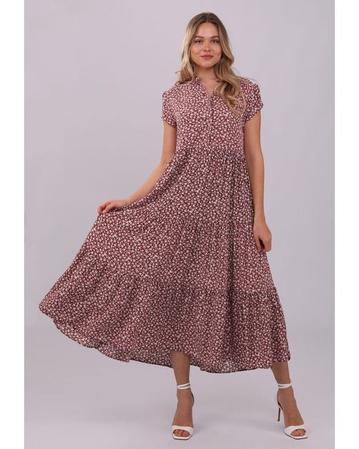 YC Fashion & Style Brown Sommerkleid Sommerliches Viskosekleid mit floralem Muster Alloverdruck