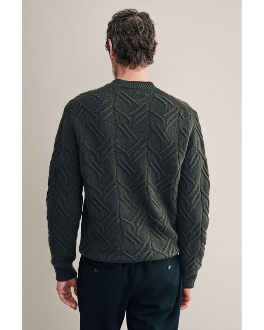 Next Rundhalspullover Regular Fit Signature Zopfmusterpullover (1-tlg) in Green für Herren