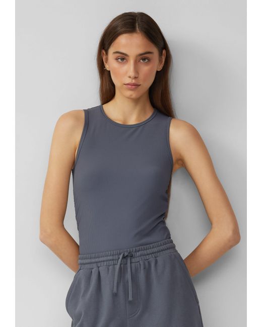 QS Gray Shirttop Ripptop mit seitlicher Raffung, x Vanessa Mai