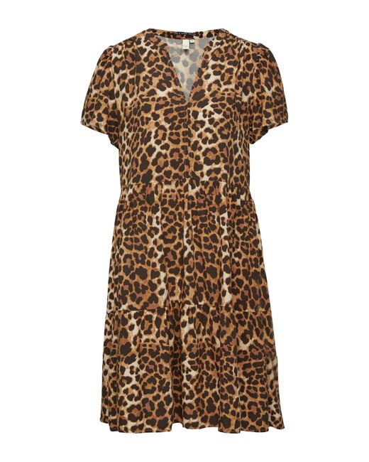 QS Brown Sommerkleid mit All-Over Print