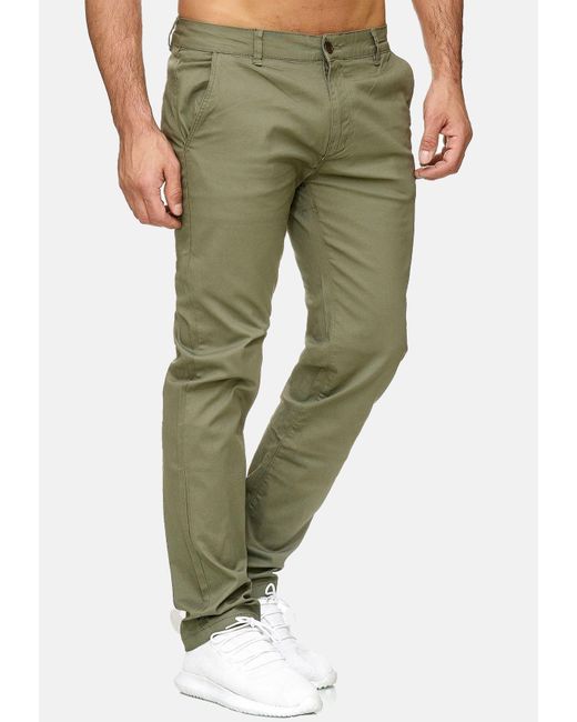 Egomaxx Chinohose Stretch Basic Denim Design Fredy & Roy (1-tlg) CLIFF in Green für Herren