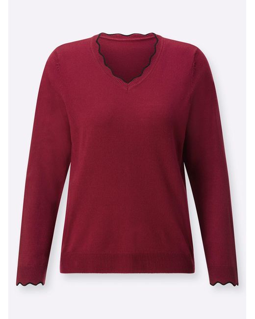 WITT Red Strickpullover V-Ausschnitt-Pullover