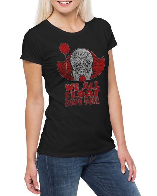 Urban Backwoods Black Print- We All Float Down Here T-Shirt Movie It Horror Clown Pennywise