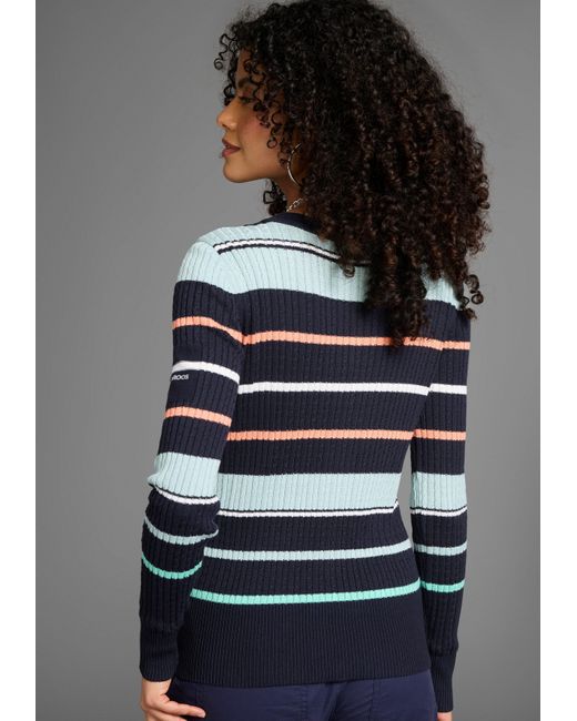 Kangaroos Blue Strickjacke mit Zopfmuster und Streifen
