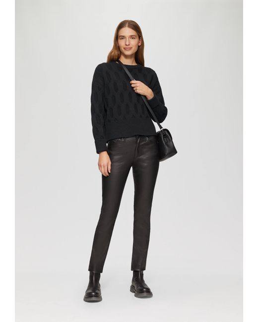 S.oliver Black Strickpullover Oversized Pullover mit Strickmuster