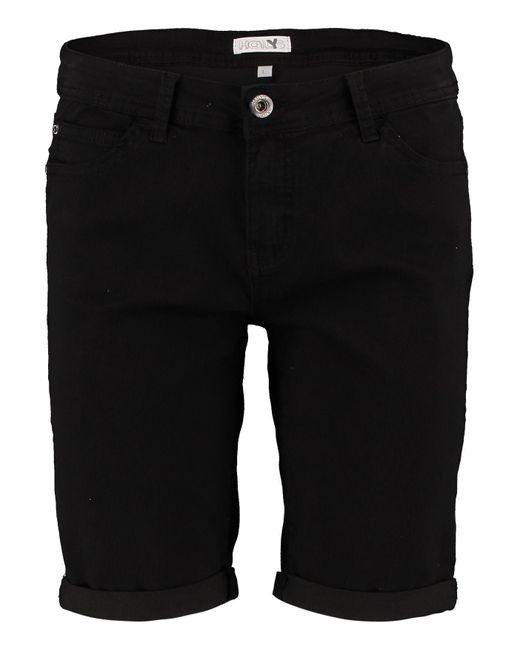 Hailys Black Boyfriend-Jeans Shorts Denim Mid Waist Bermudas 7446 in Schwarz