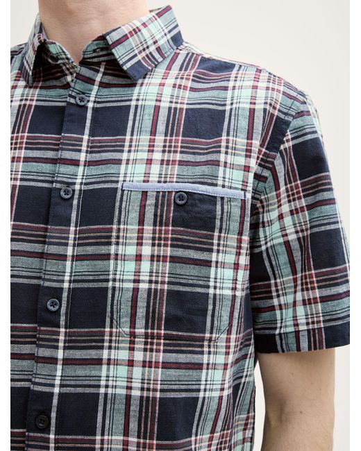 Tom Tailor Regular Fit Kurzarmhemd mit Karomuster in Blue für Herren