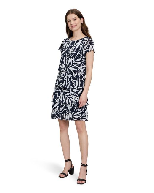 Betty Barclay Blue Sommerkleid Stufenkleid mit U-Boot-Ausschnitt Druck