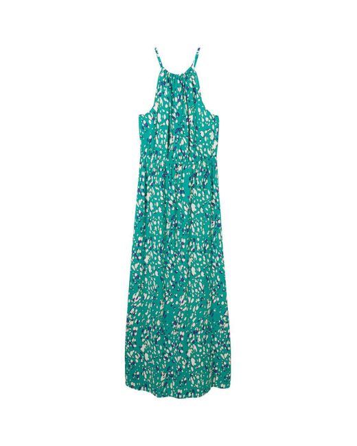 Tom Tailor Blue Sommerkleid halterneck maxi dress, abstract green dot print