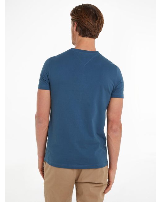 Tommy Hilfiger Hilfiger T-Shirt TOMMY LOGO TEE aus reiner, nachhaltiger Baumwolle in Blue für Herren