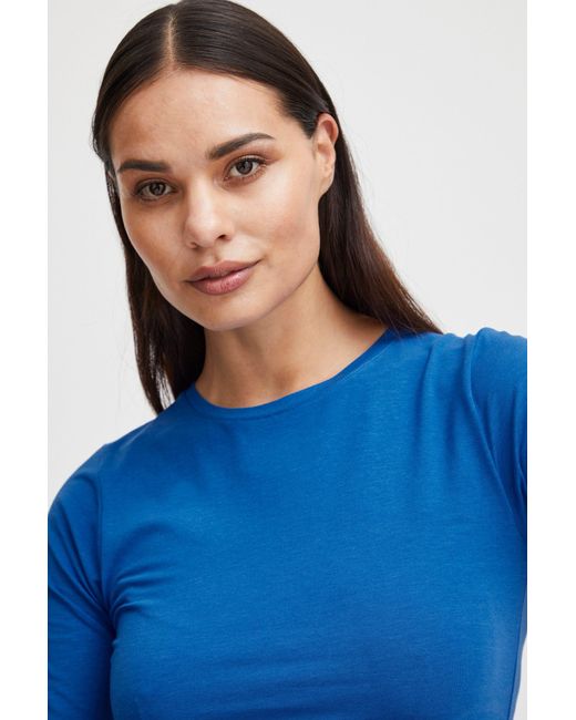 B.Young Blue T-Shirt Slim Fit Ellenbogen-Länge Rundhalsausschnitt 7530 in Blau-2