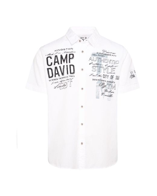 Camp David Kurzarmhemd mit Webstruktur in White für Herren