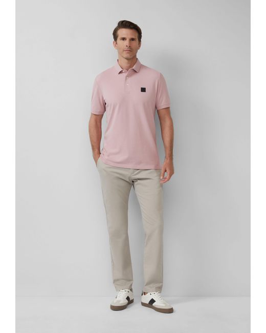 S.oliver S.Oliver BLACK Kurzarmshirt Piqué-Poloshirt aus Baumwollstretch mit Label-Patch in Pink für Herren