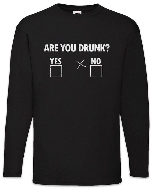 Urban Backwoods Langarmshirt Are You Drunk Langarm T-Shirt Yes No Cross Fun Drinker Beer Bier Booze in Black für Herren