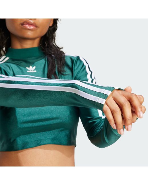 Adidas Originals Green Crop-Top 3-STREIFEN CROPPED LONGSLEEVE