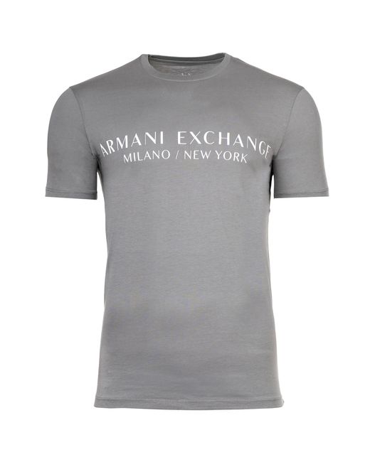 Armani Exchange T-Shirt - Schriftzug, Rundhals, Cotton in Gray für Herren