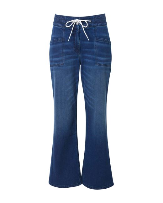 Ulla Popken Blue Regular-fit- Jeans Mary weites ausgestelltes Bein Elastikbund