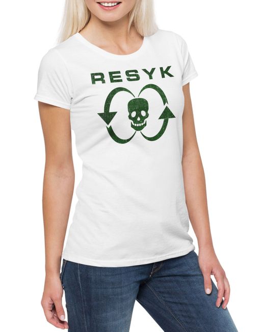 Urban Backwoods White Print- Resyk Logo T-Shirt Symbol Sign Badge Judge Comic Sci-Fi Adler